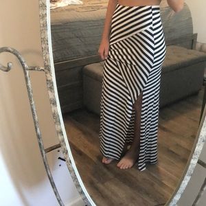 Asymmetrical striped maxi skirt